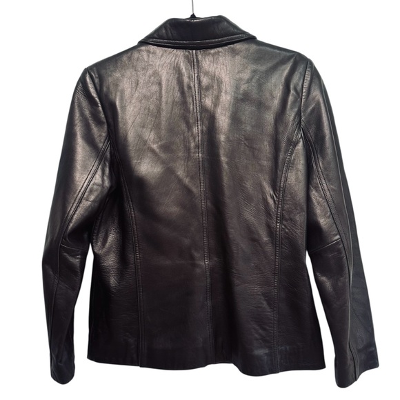 Vintage 90’s Nine West 100% leather black jacket, size Medium Petite - Picture 2 of 7